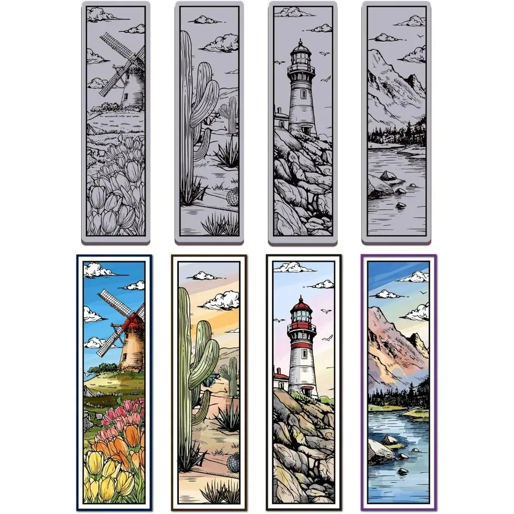 

Landscape Bookmarks Cling Rubber Stamp Lighthouse EVA Cling Mount Stamps Windmill Rubber Stamp Set for Card Making Photo Album