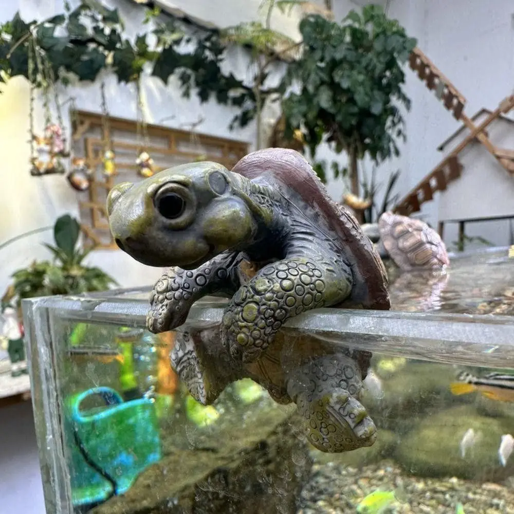 Cute Simulation Turtle Hanging Pot 3-sided Cartoon Turtle Ornament Small Climbing Turtle Home Flower Pot Aquarium Decoration