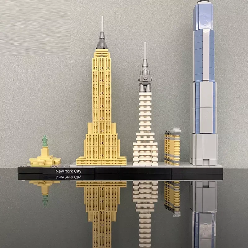 Juego de bloques de construcción de Arquitectura de Ciudad de Nueva York, torre de Edifice, vista de la calle de la ciudad, juguetes de ensamblaje, regalos para niños