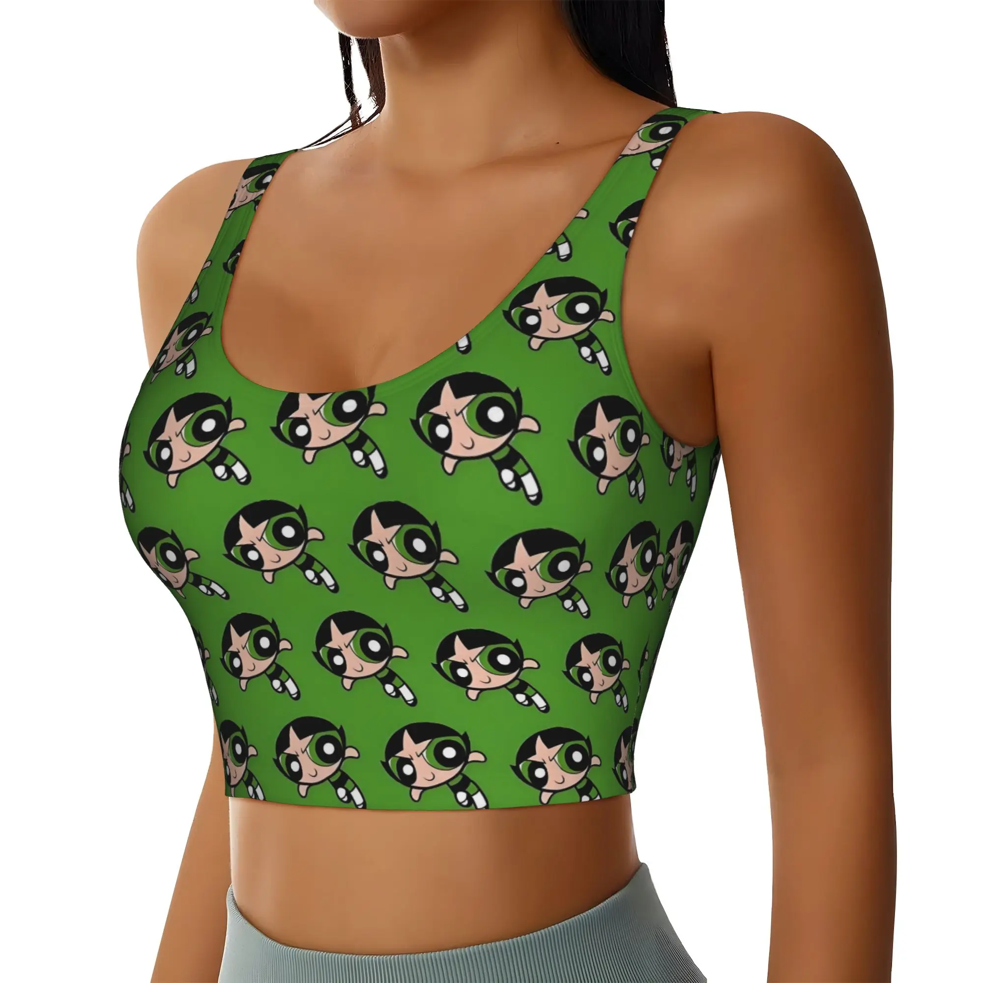 Custom Poweres Anime Puffes Workout Crop Tank Tops Women's Seamless Buttercup Blossom Bunny  Running Yoga Sports Bras