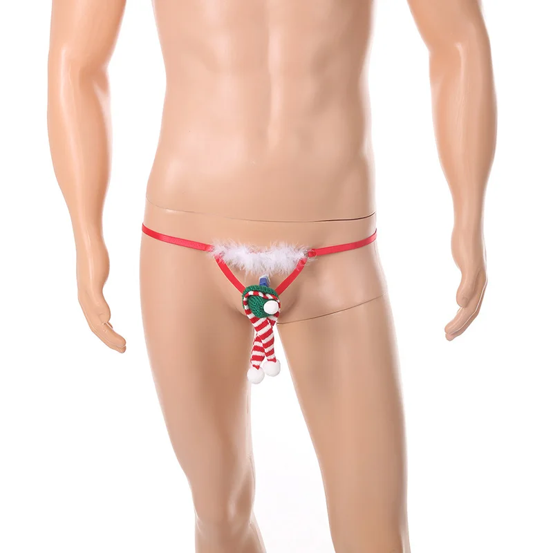 Мужские рождественские подарочные стринги-эластичное забавное нижнее белье, мужские забавные рождественские стринги-эластичное нижнее белье с вырезами для вечеринок 50-90 кг