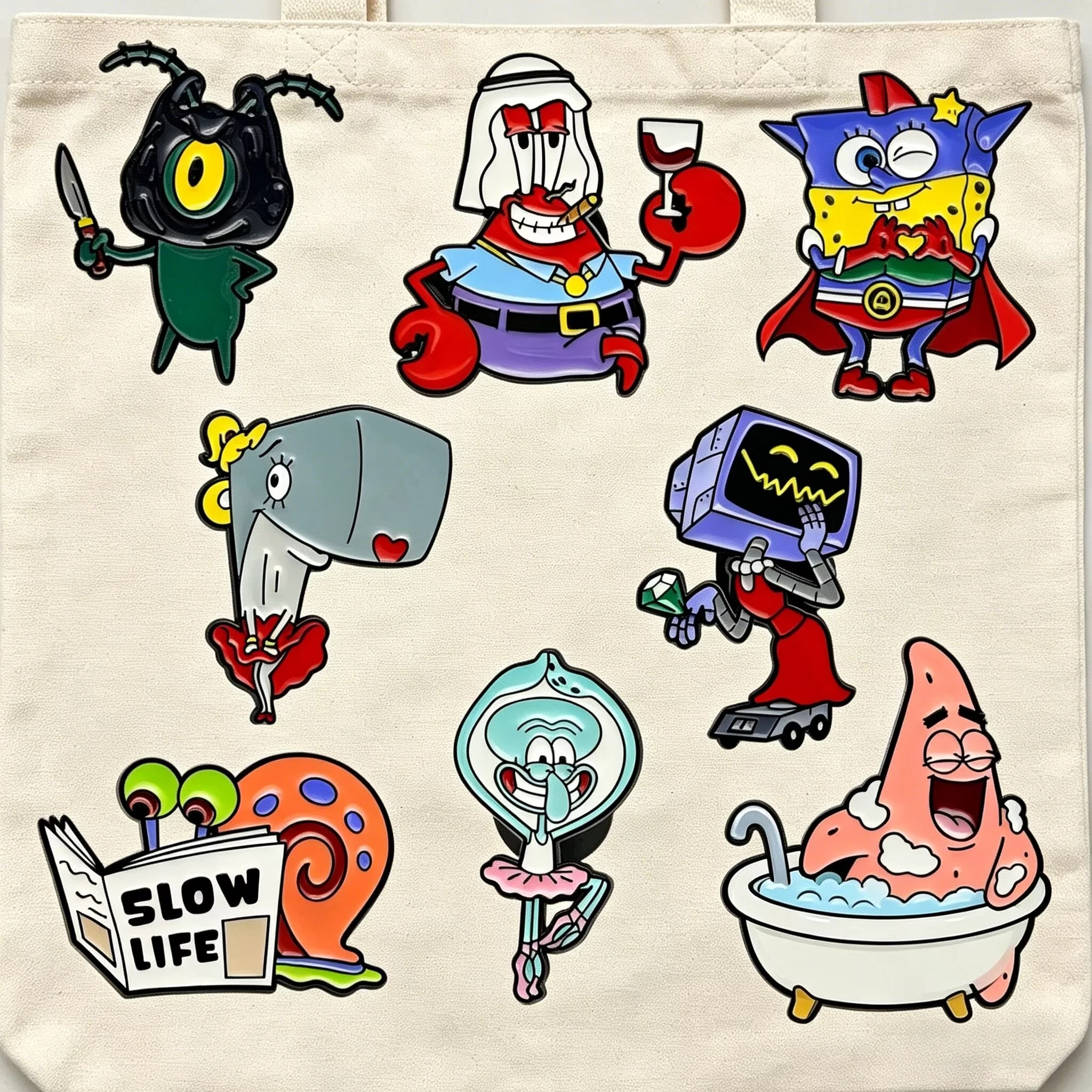 2026 Sponge Bob Square Pants Enameled Brooches Metal Badges Cute Jewelry Set for Bag Clothing Backpack Accessorizing Ideal Gift