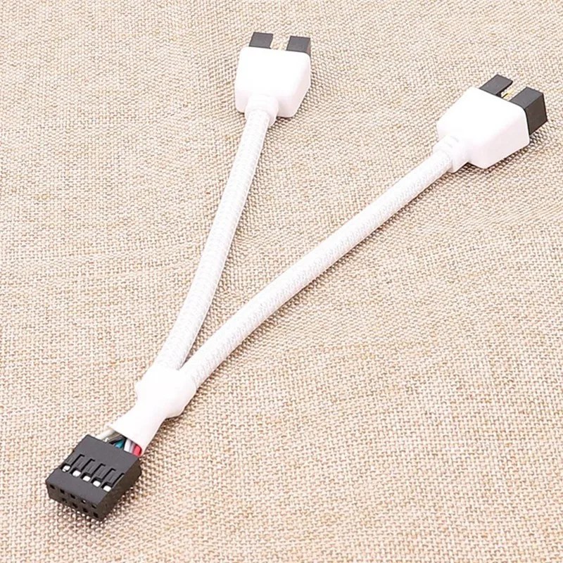 Audio HD Extension Cable For PC DIY 15Cm Computer Motherboard USB Extension Cable 9 Pin 1 Female To 2 Male Y Splitter