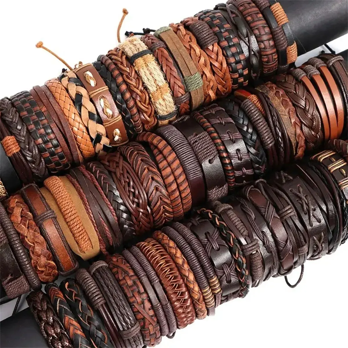 Pulsera clásica de cuero para hombre y mujer, estilo aleatorio, regalo festivo, 10 unidades