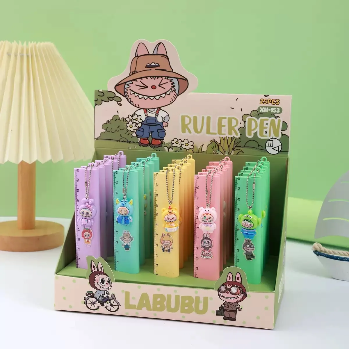 

25 Pcs with Box Ruler Pendant Gel Pen Rules Cute Multi-functional Pen Primary School Students Learn Stationery Writing tools