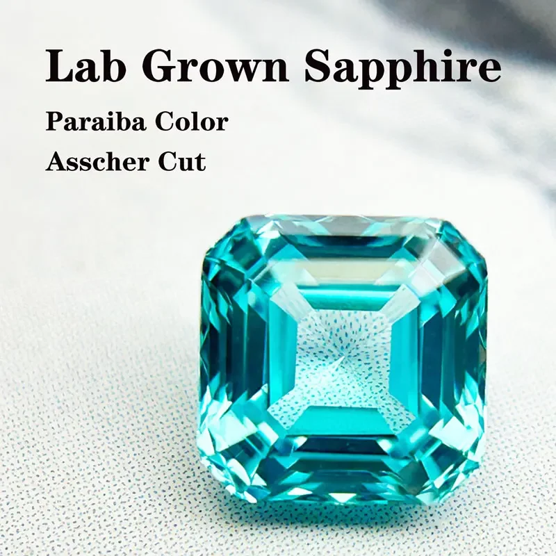 

Laboratory Sapphire Paraiba Color Square Shape Asscher Cut VVS1 The Charm of Jewelry Making with Certificate Wholesale Price