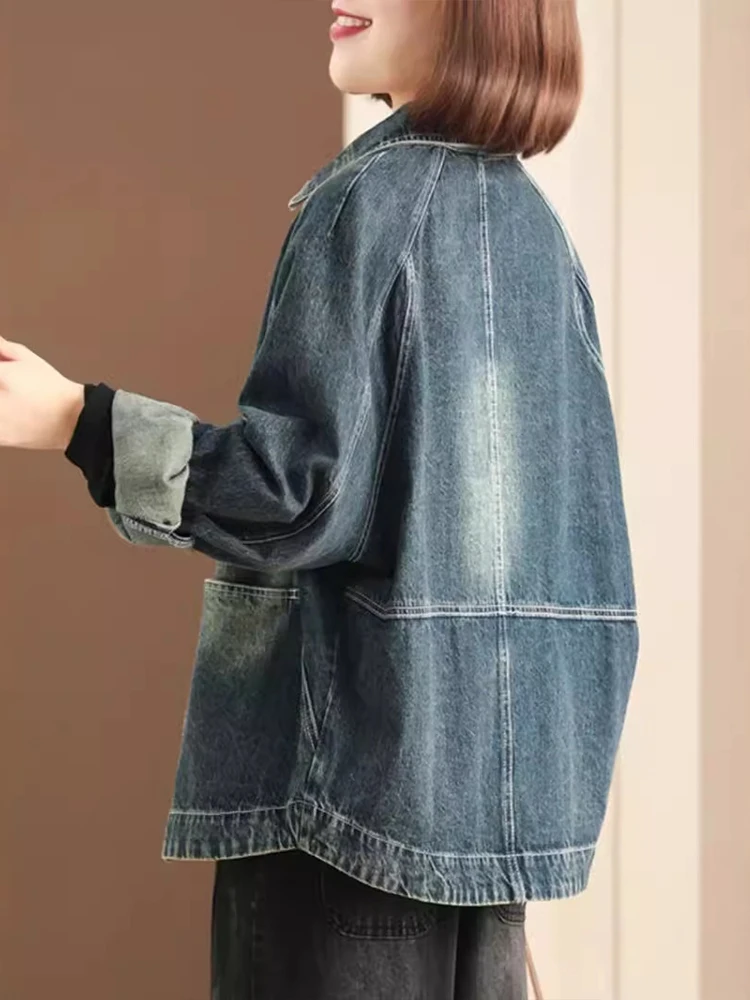 Max LuLu Korean Fall Vintage Denim Coats Womens Fashion Loose Ripped Jackets Ladies Casual Classic Outerwear Big Size Clothing