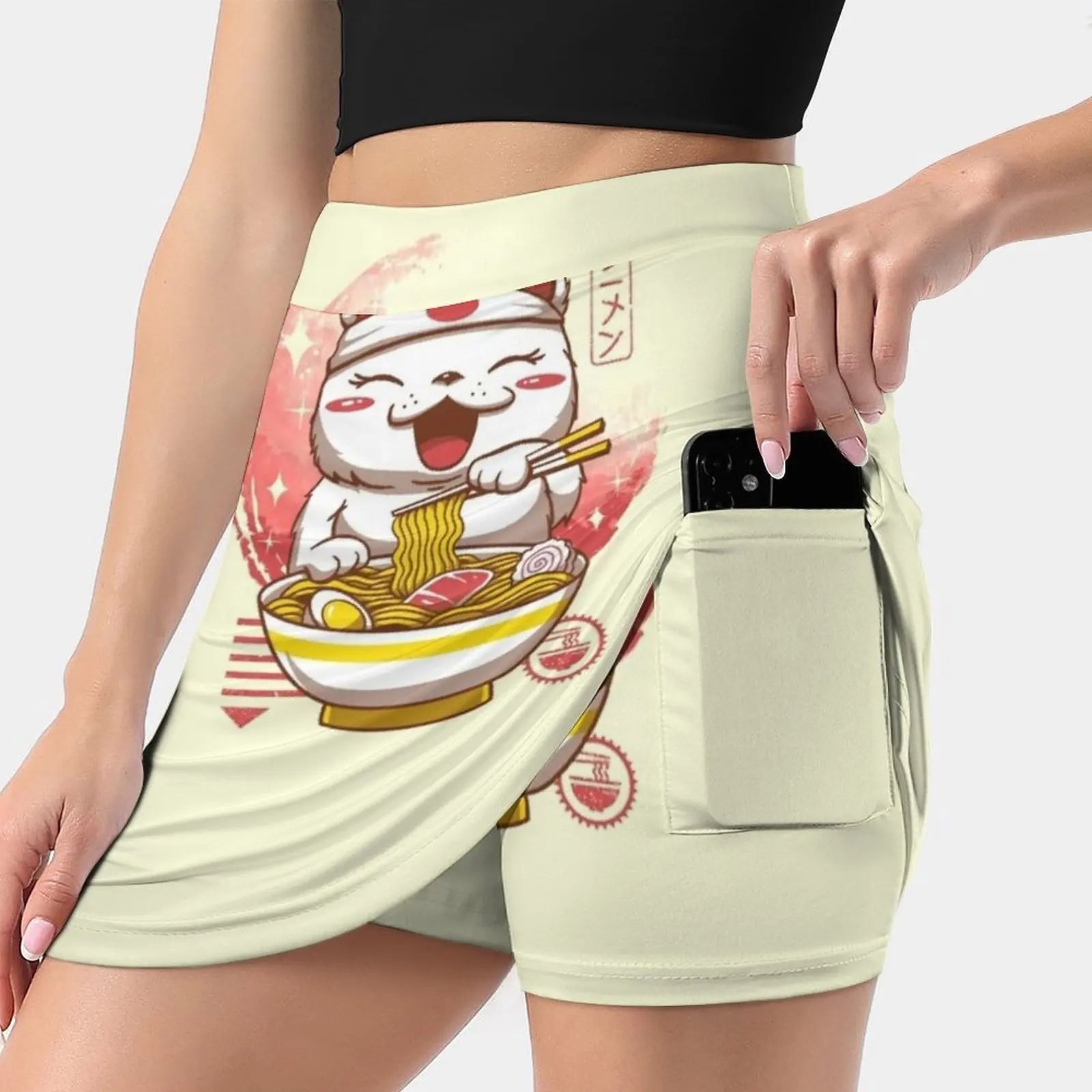 

Neko Ramen Korean Fashion Skirt Summer Skirts For Women Light Proof Trouser Skirt Ramen Food Noodles Cat Cats Animal Animals