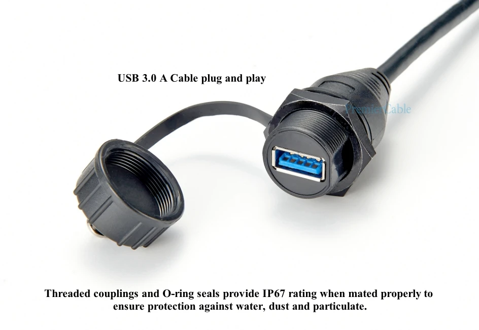 IP67 Wasserdichtes USB 3.0 A Einbaukabel 5Gbps Typ A Stecker auf Buchse Verlängerungskabel Datenübertragung für Drucker Scanner – Detail 5