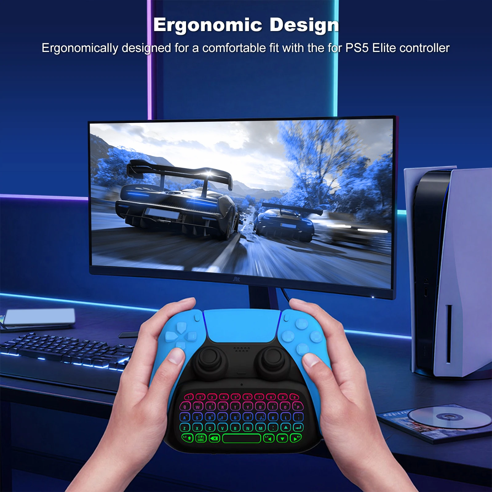 

Game Keyboard Built-in Speaker Wireless Controller Keyboard with 3.5mm Audio Jack Compatible ForPS5 Controller