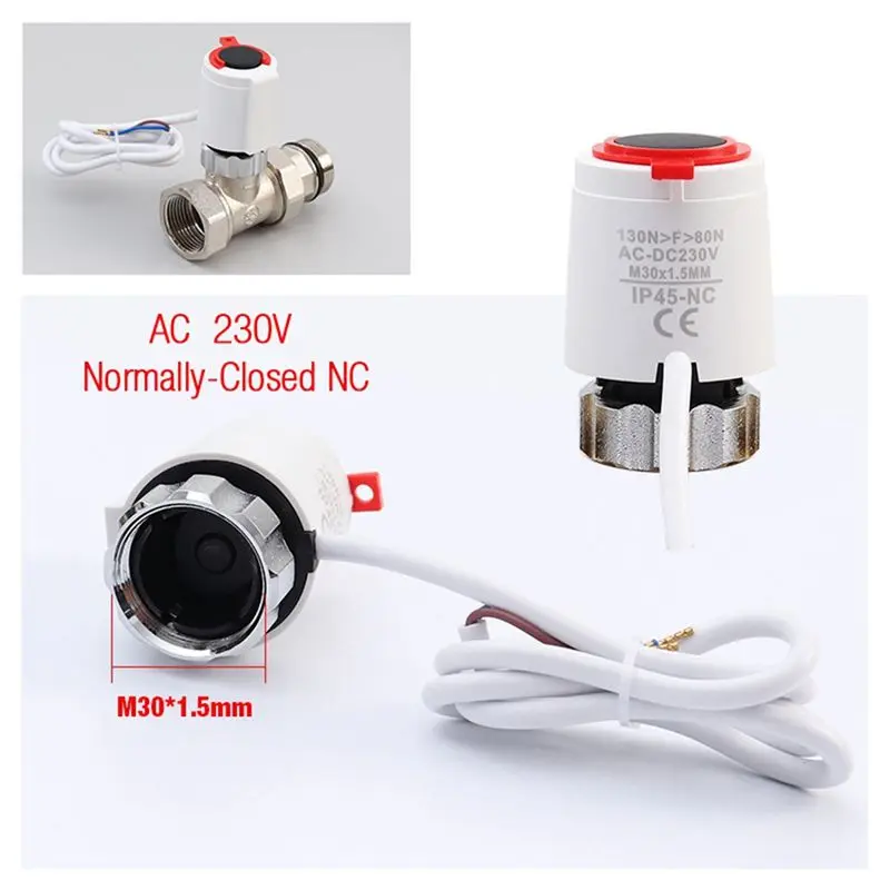 AC23-2 Pcs 230V Normally Closed NC M30x1.5Mm Electrothermal Actuator For Underfloor Heating TRV Thermostatic Heat Dissipation