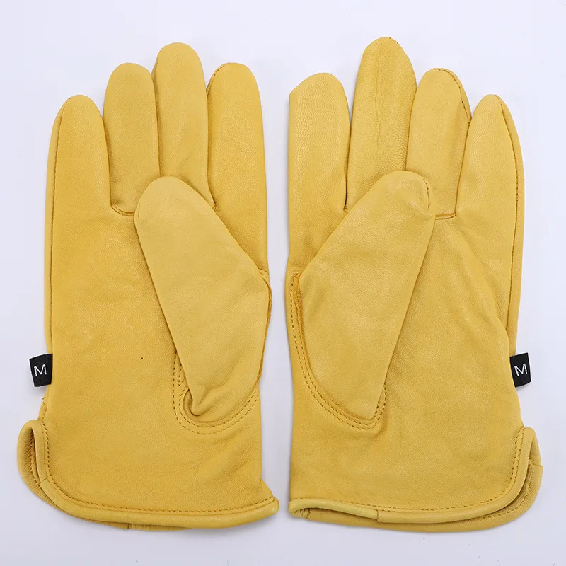 Leather Work Gloves Sheepskin Driving gloves Men Motorcycle Gardening Safety Protective Fruit Picking Gloves