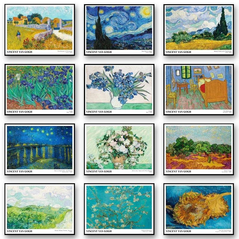 Colorful Van Gogh Vintage Poster Starry Night Over The Rhone Art Print Canvas Painting Wall Art HD Pictures For Room Home Dec