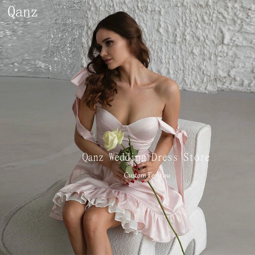 

Qanz Pink Prom Dresses Short Party Dresses Princess Mini Birthday Dresses Luxury Vestidos Para Eventos Especiales Customized