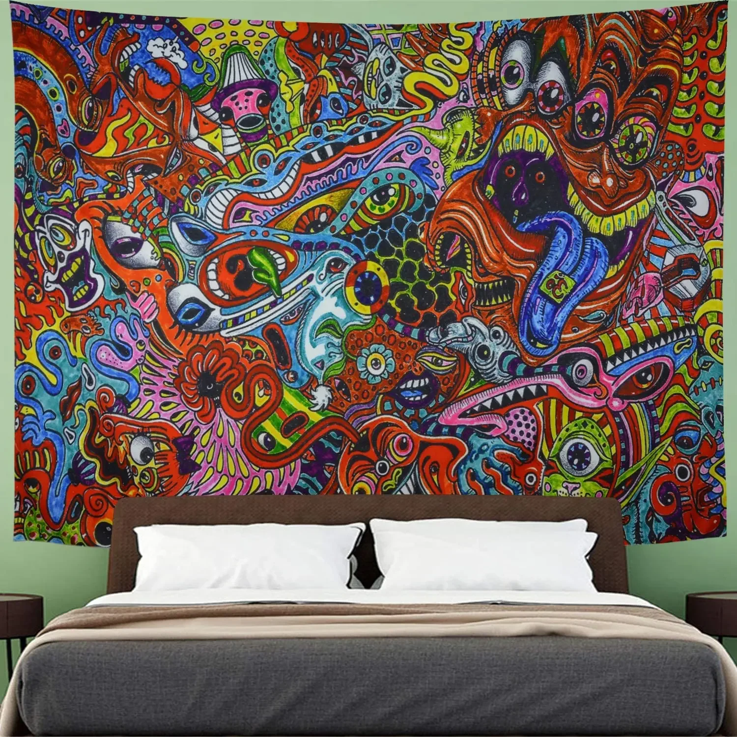 Psychedelic Tapestry Hippie Arabesque Tapestry Abstract Colorful Monster Eyes Tapestry Wall Hanging for Bedroom Home Decor Tapiz