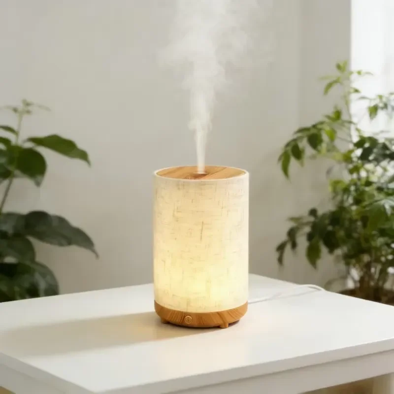 Portable Ultrasonic Aromatherapy Diffuser with Fabric Cover Wireless Essential Oil Humidifier for Home Bedroom Night Light