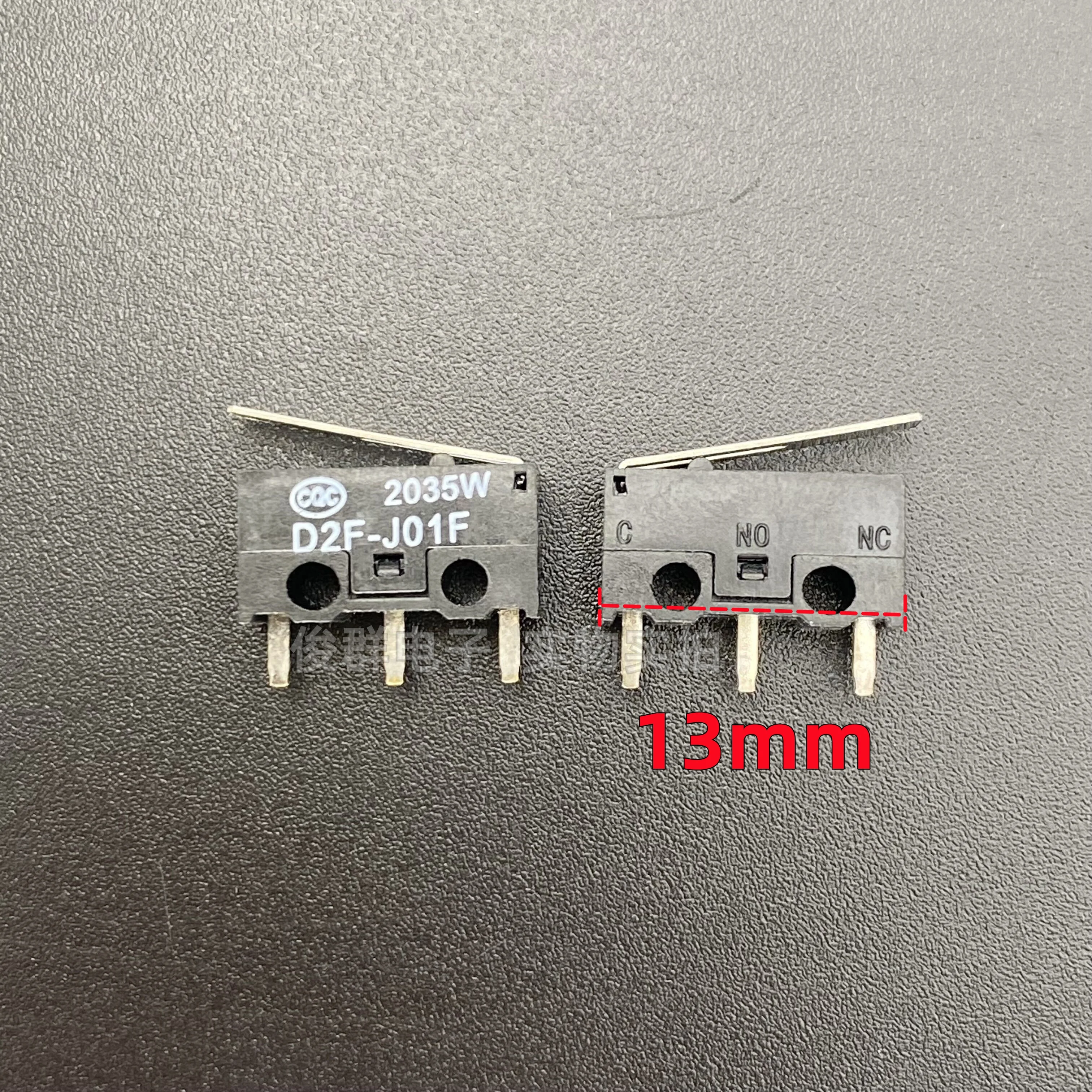 100pcs/ D2F-J01F micro switch 3 feet with handle travel limit touch point reset mouse button