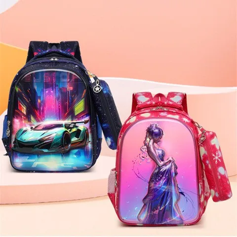 2025 2PCS Unicorn Backpack for Girls Princess Kids School Bag Waterproof Fairy Tale Schoolbag Book Bags for Teen Girls mochila
