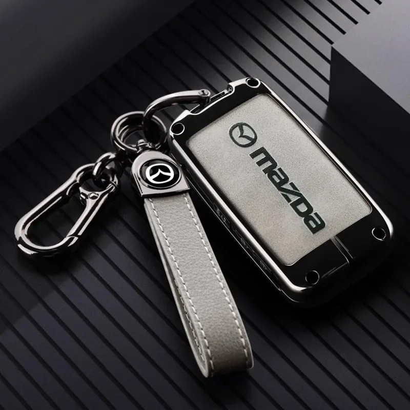 Leather Car Smart Key Case Cover Shell For Mazda 3 5 6 SKYACTIV Axela Atenza CX30 CX5 CX8 CX9 MX5 RX8 RX7 BT50 Keychain Protecto view 3