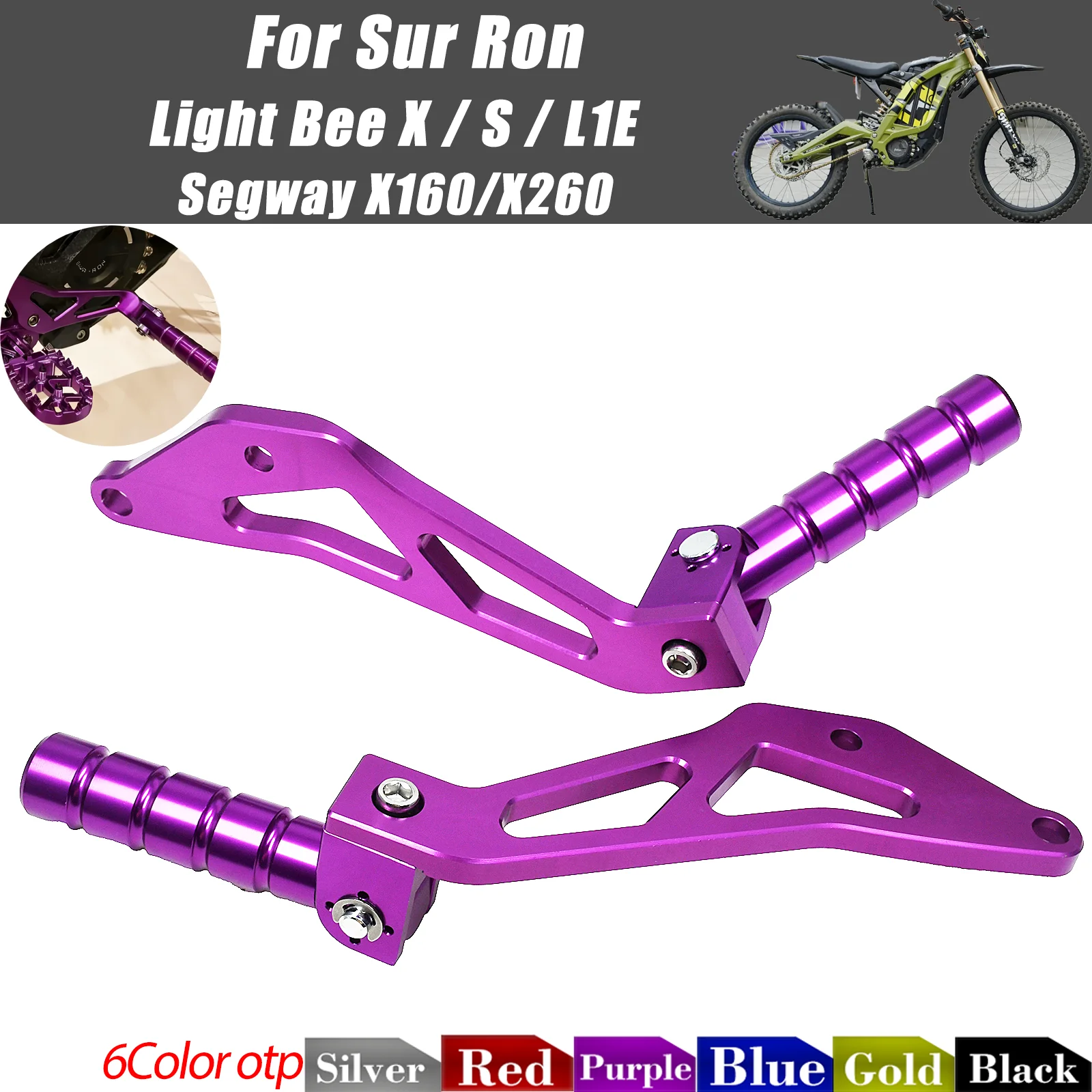 AliExpress PRO AODB Aluminum CNC Passenger Rear Footpeg Pedal Peg Bracket For Surron Light Bee X/S Segway X160 X260 Motorcycle Dirt Bike Accessories