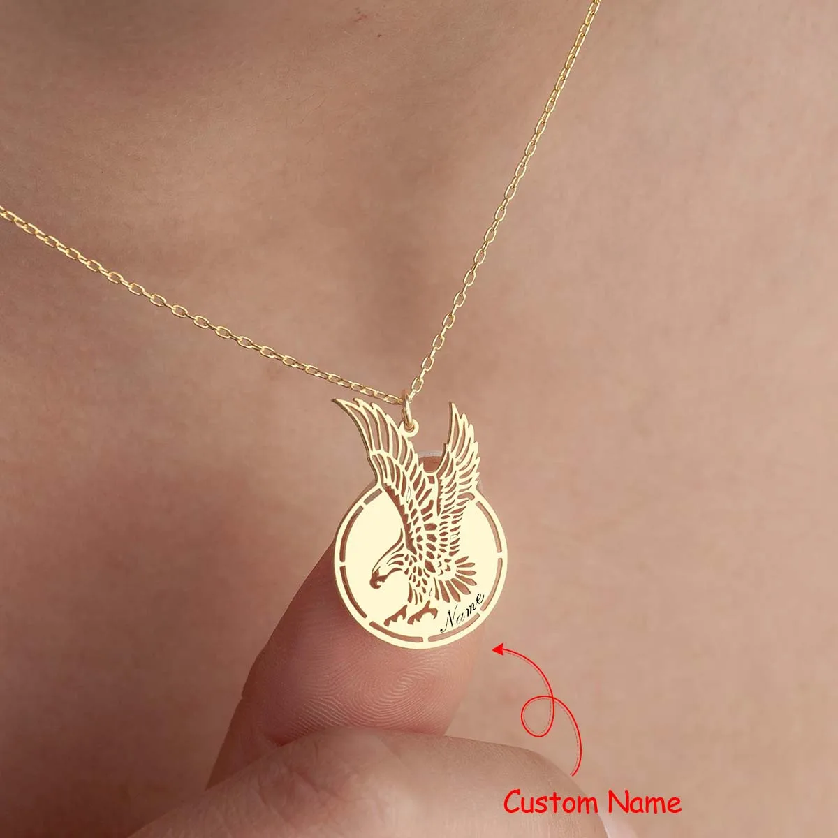 

American Bald Eagle Necklace, Can Custom Name, Hawk Jewelry, Bird Lover Gift, USA Pendant, Personalized Jewelry Gifts