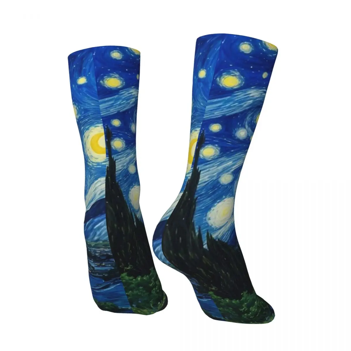 All Seasons Vincent Van Gogh Starry Night Star Famous Oil Painting Socks Harajuku Sport Middle Tube Socks Casual Stockings