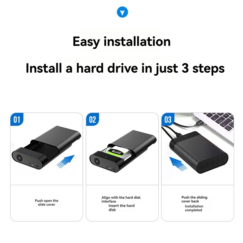 

3.5 Inch SSD Case USBC3.1 Hard Drive Enclosure to Type C 3.1 Reader 5Gbps 28TB Adapter RGB SSD Box for PC EU Plug-ABVP