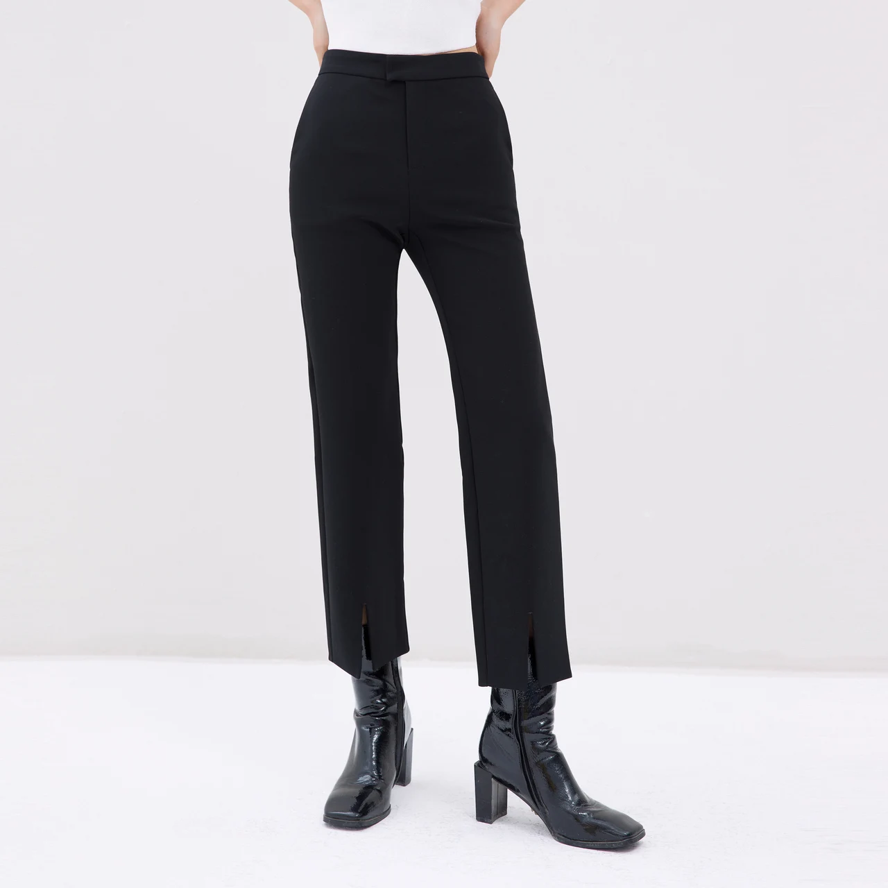 Metersbonwe High Waist Casual Pants Women Spring New Basic Comfortable Front Split Straight Tube Pants Design Brand High Quality