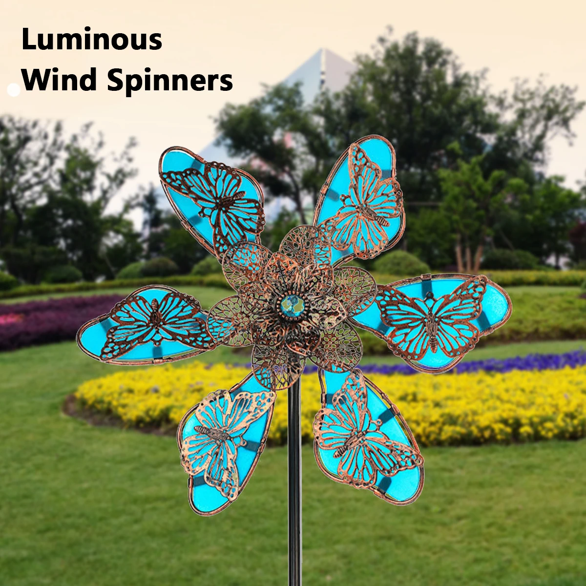 1Pcs Garden Metal Windmill Bird Repellent Windmill Glow-in-the-Dark Lawn Patio Garden Outdoor Decoration Windmill Kids Toys