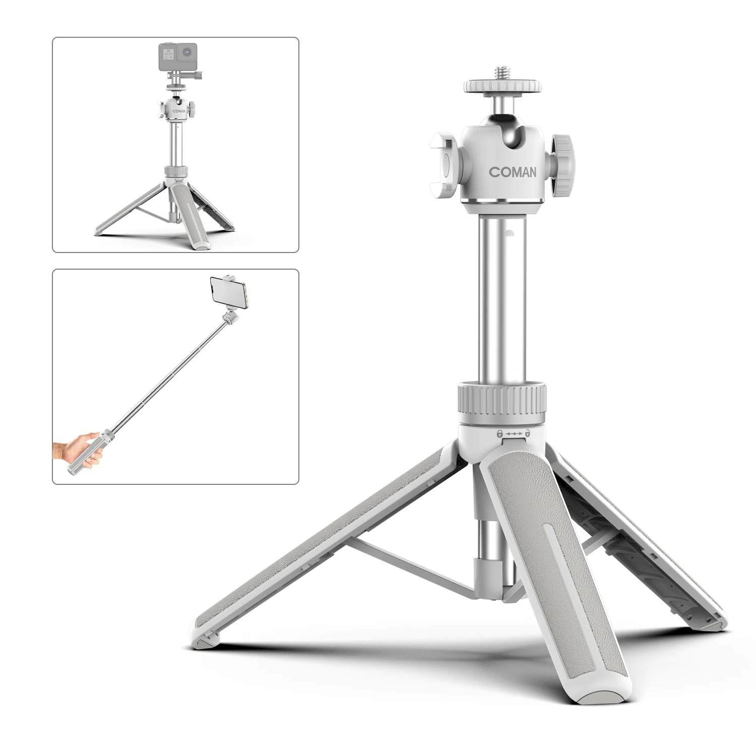 

COMAN MT-30 Pro Portable Camera Phone Holder Tripod Stand Professional Photography Selfie Stick Tripod For iPhone Smartphone