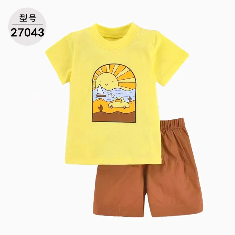 2PCS Summer Baby Short Sleeved T-shirt with Shorts for Boys and Girls Cartoon Children\'s Clothing for 1-3 Years