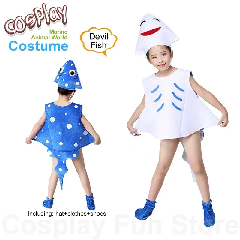 Devil Fish Lobster Crab Cosplay Costume Adult Children Marine Life Role Playing Performance Costume Set Hat Clothing Shoes Anime