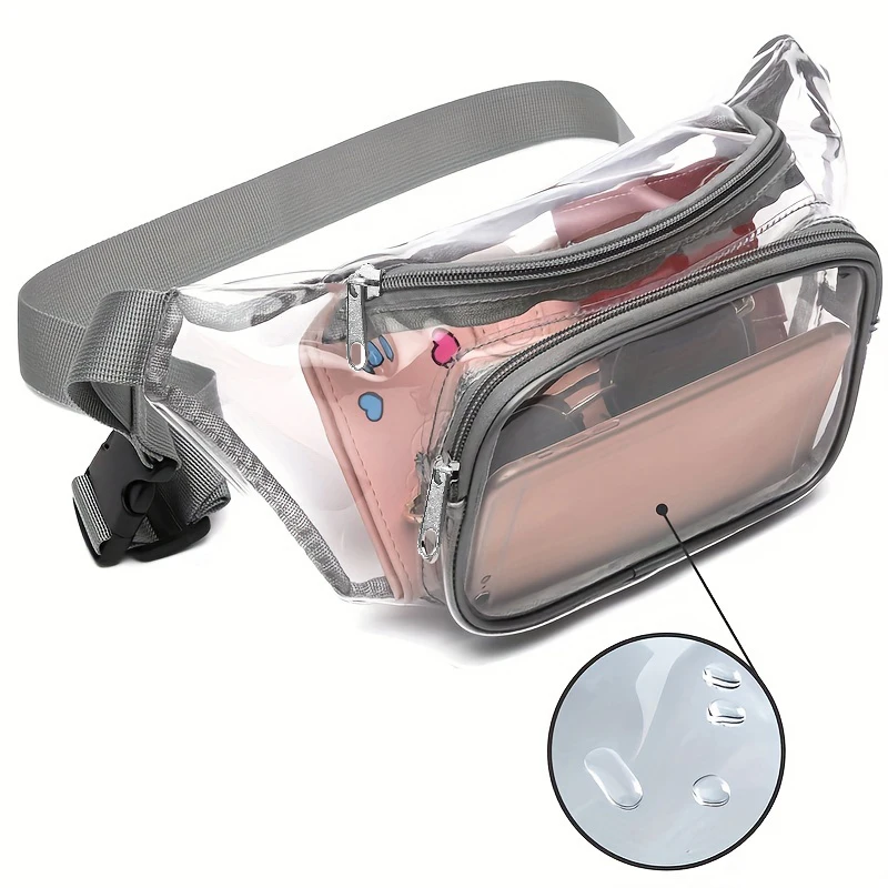 PVC Women Waist Fanny Pack Clear Transparent Chest Pouch Drifting Waterproof Mobile Phone Storage Bags