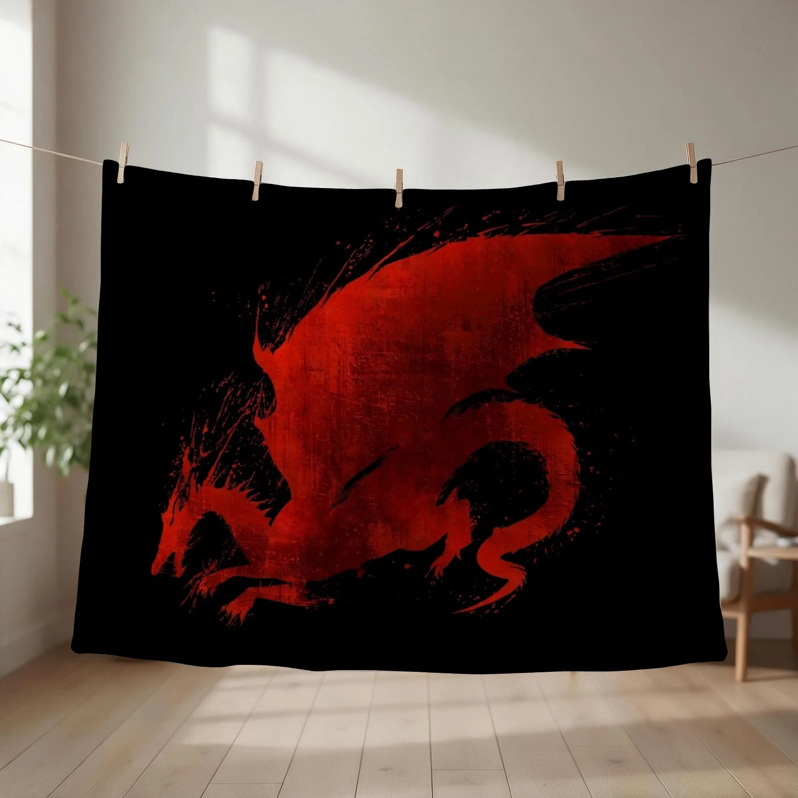 Dragon Age Origins: Blood Dragon V2 Throw Blanket couch cozy soft plush fuzzy picnic outdoor blanket