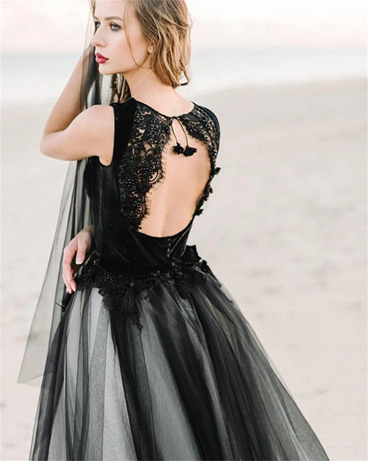 Gothic Wedding Dress Long Dresses for Wedding Party Dress Women Elegant Luxury Evening Dresses customized Square Collar Lace