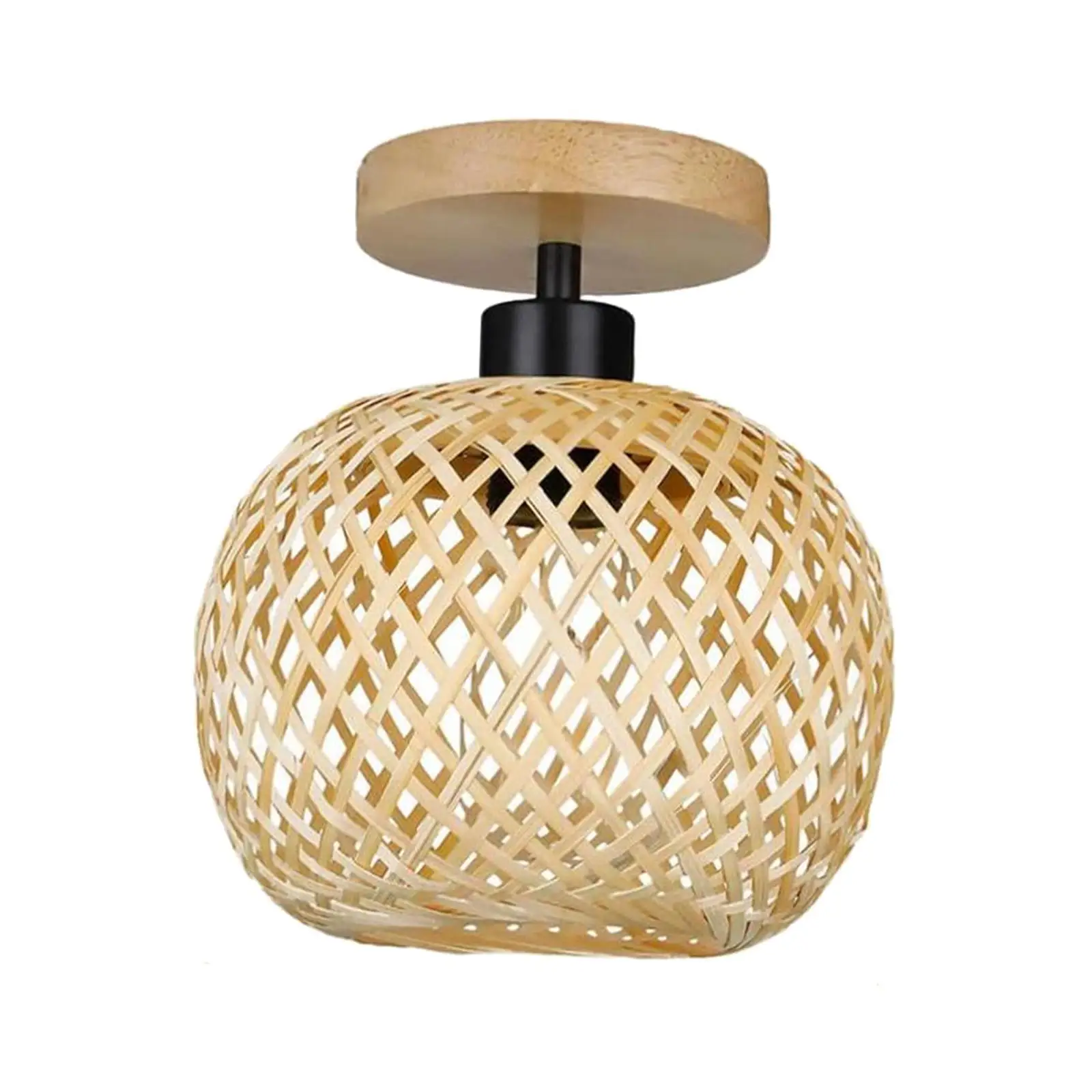 Bamboo Ceiling Lamp with No Bulb Rustic Style Dining Room Decor with Woven Bamboo Shade Pendant Lamp Cover Bambbo Pendant Light