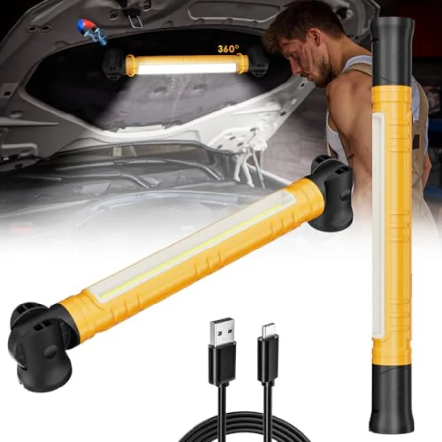 

【Spot goods】Work Light 3000LM LED Work Lights Rechargeable Underhood Work Light with Hooks and Rotating Magnetic Base Cordless
