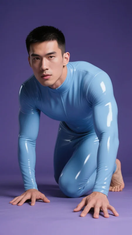 

100% натуральный латексный каучук, униформа для Хэллоуина, маскарад, ручная работа, косплей на заказ, светло-голубой, сзади