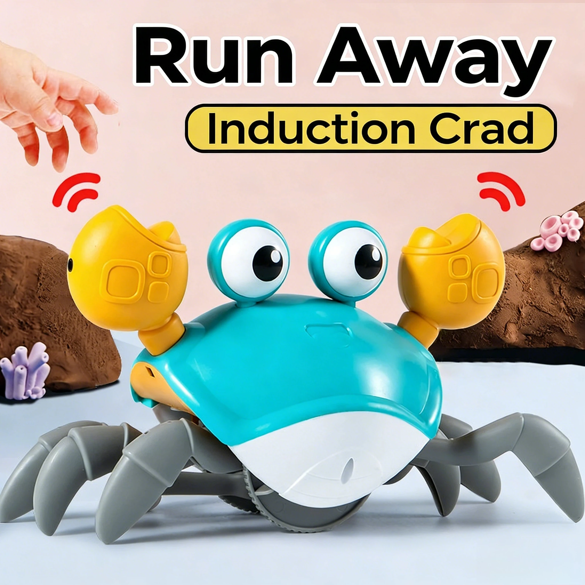 

Музыкальная игрушка-краб для ползания с функцией обхода препятствий - электронный питомец для развития ходьбы у малышей (батарейки в комплект не входят)