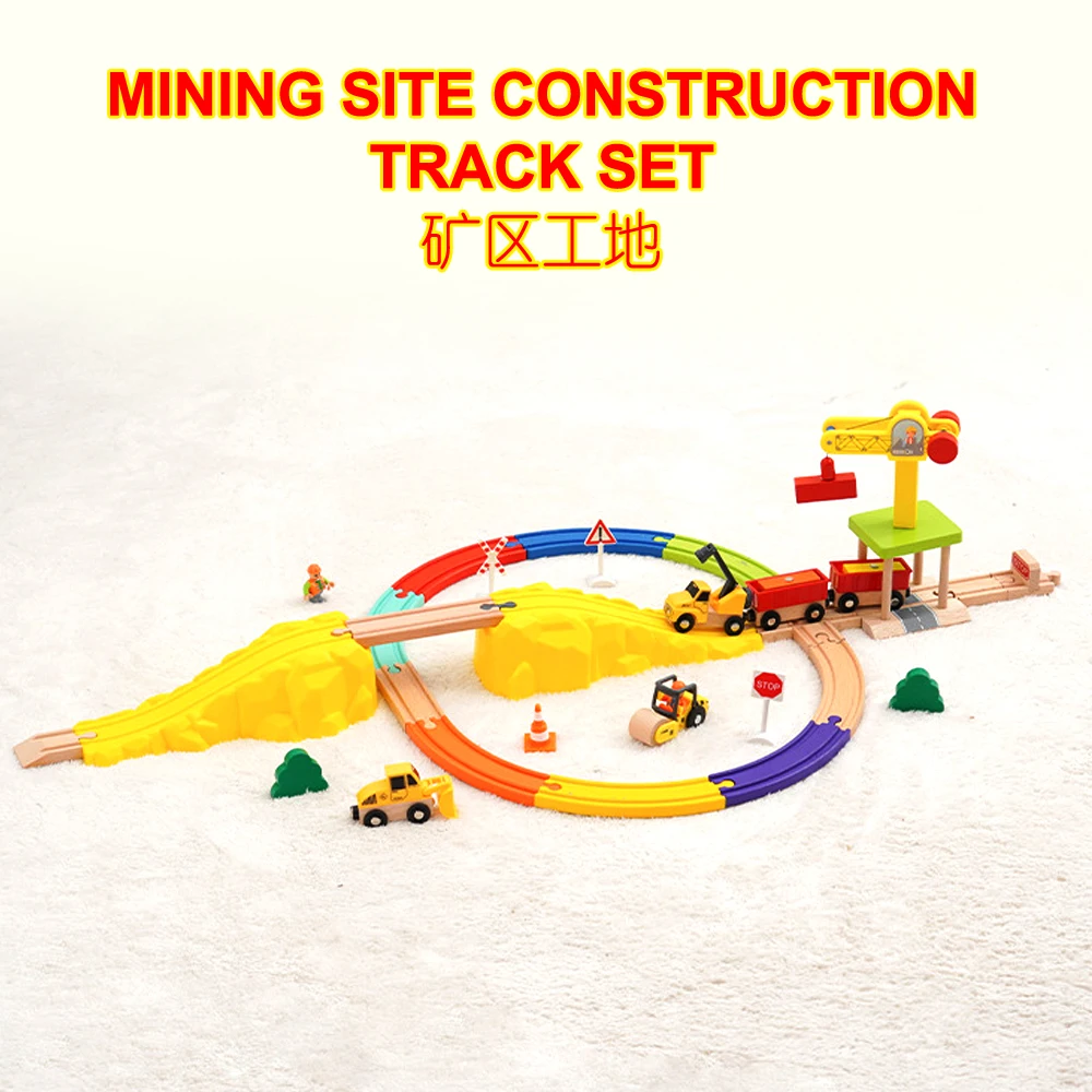 

Small Track Set With Mining Site Scene Theme, Children's Fun And Educational Wooden Train Track Toy Set, XT150
