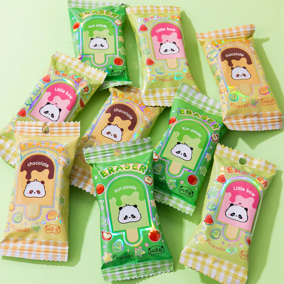 Cute Panda Eraser Student Creative Ice Cream Shape Eraser Educational Fun Desk Accessories Rubber for Mistakes Correction