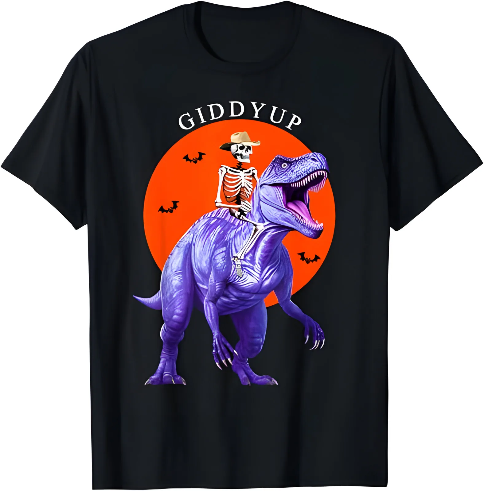 Skeleton Cowboy Riding Tyrannosaurus Rex Dinosaur Knight T-shirt