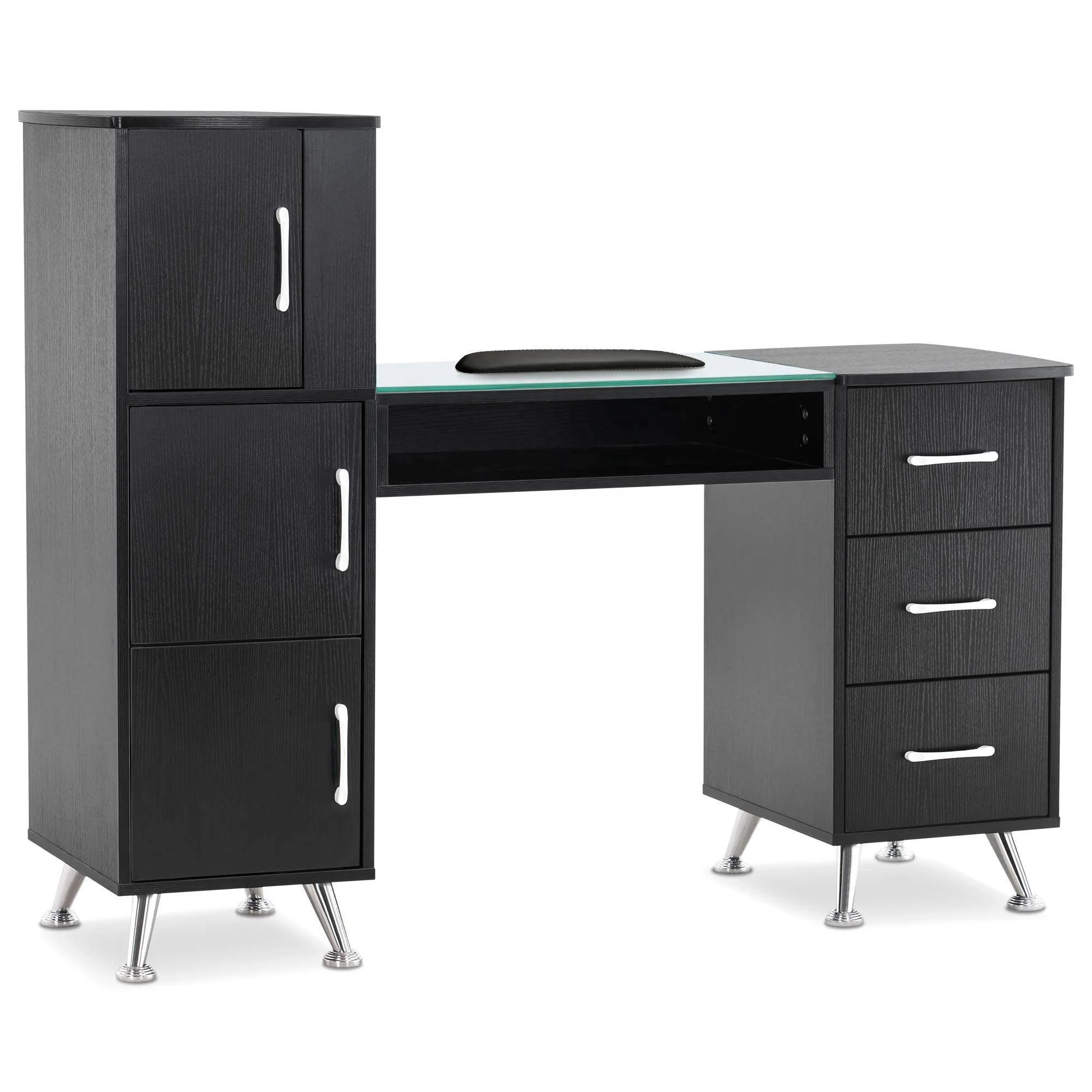 Professional Technician Black Beauty Nail Station Tables Manicure Furniture Table For Gel Nail