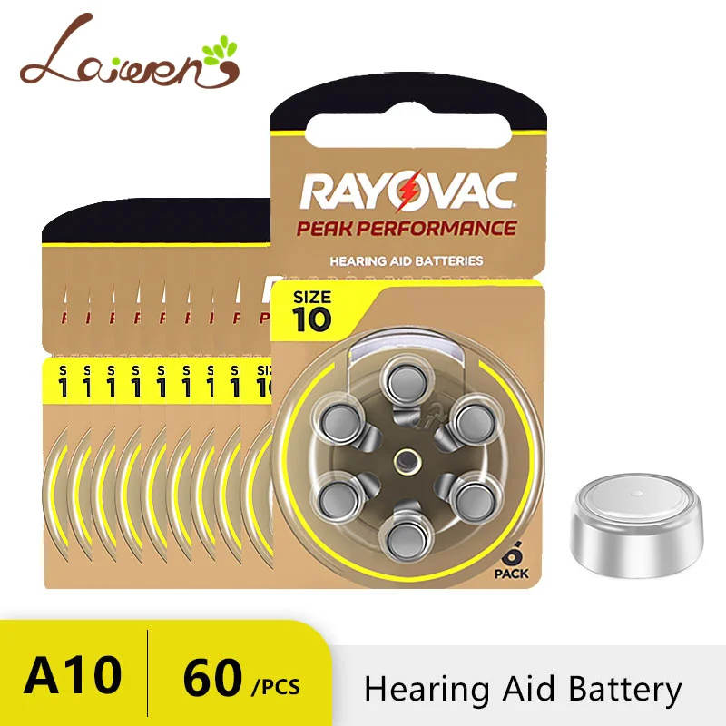 Hearing Aids Batteries RAYOVAC EXTRA Zinc Air 60 PCS High Performance  A10 10A 10 PR70 Hearing Aid Battery A10 For Hearing Aids