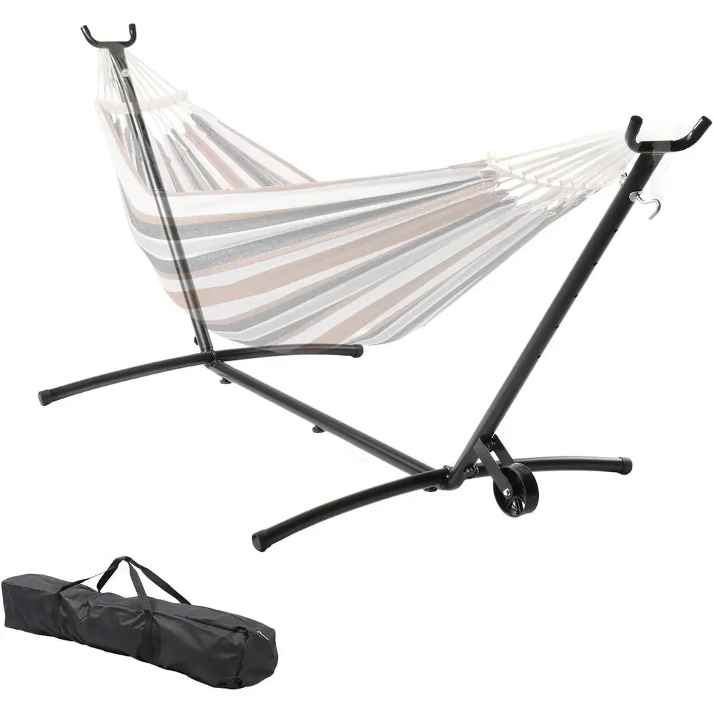 

Portable Heavy-Duty Steel Hammock Stand with Wheel, Outdoor/Indoor Use, 550 lbs Capacity, Carrying Case Included