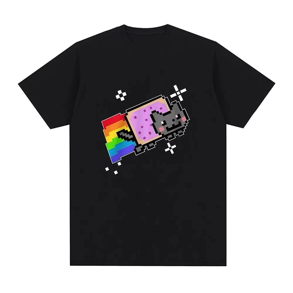 

Nyan Cat Funny Meme Rainbow T-shirt Men Women Clothing Fashion Harajuku T-shirts Casual Cotton Short Sleeves T Shirts Streetwear