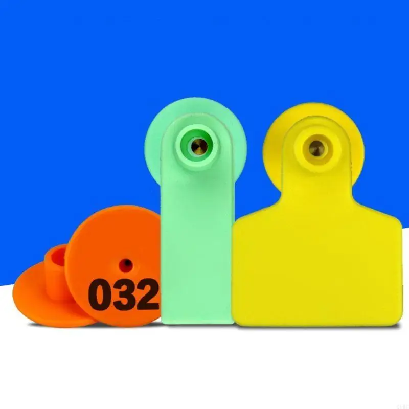 Plastic Livestock Ear Tags with 1-100 Series Numbers Farm Animal Identification Tags for Cattle Pig Sheep Pack of 100 Q5WC