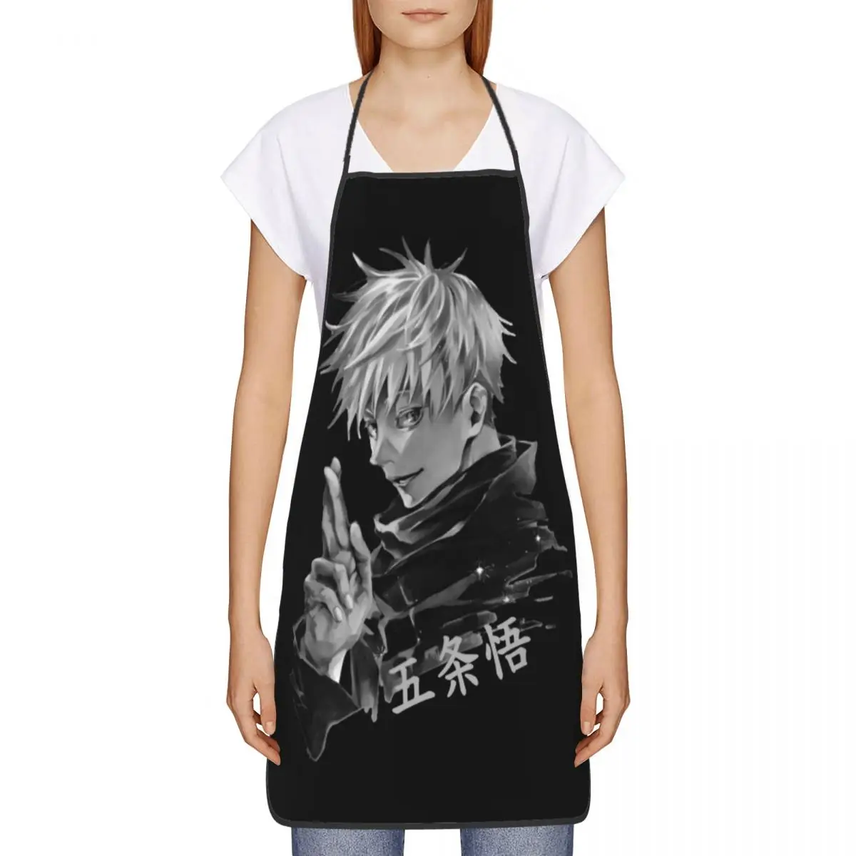 Anime Jujutsu Kaisen Bib Aprons Women Men Unisex Kitchen Chef Cool Satoru Gojo Tablier Cuisine for Cooking Baking Gardening