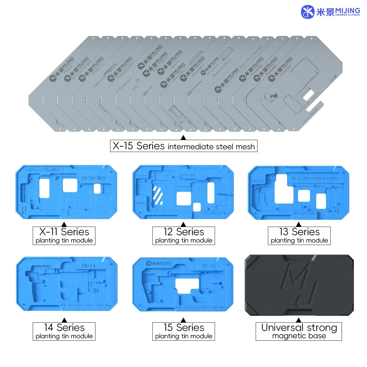 MiJing Z20 Pro Motherboard Middle Layer Positioning Tin Planting Platform For IPhone X-16 Series Chips BGA Reballing Stencil Kit