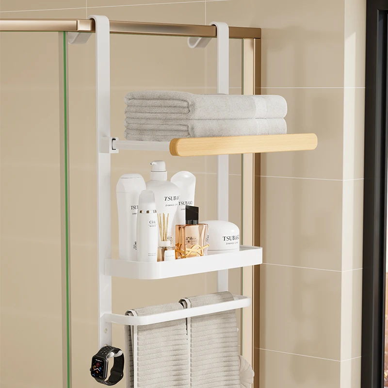 Non-punching toilet shelves, towel racks, integrated bathroom